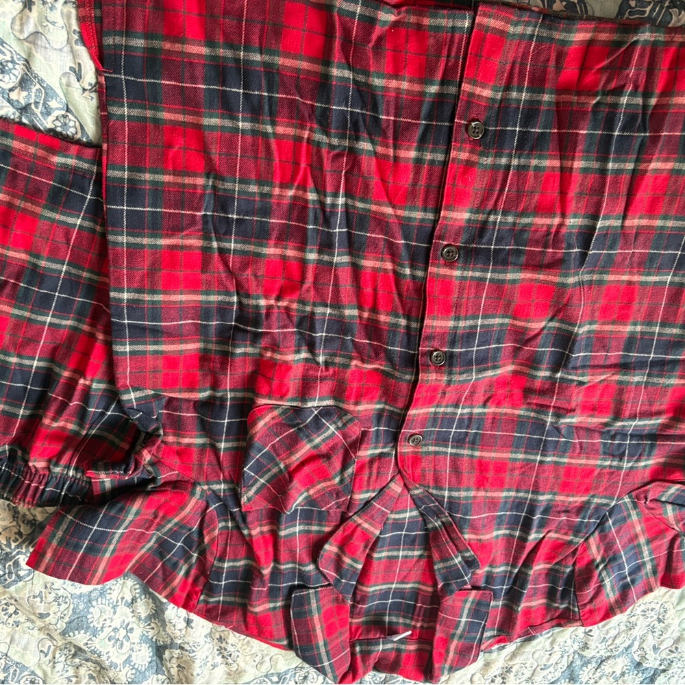 Old Navy Red and Green Plaid pj set.